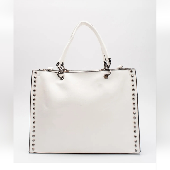 Luxury Italian MAURY Tote Bag Large Crumpled Studded Tassel Zipped - Picture 8 of 9